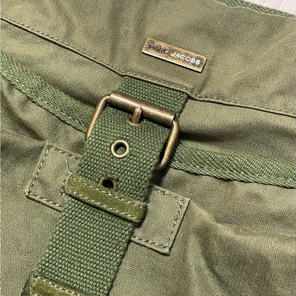 Marc Jacobs Military Army Bag Briefcase Cargo Suede Canvas Green Olive Messenger - Picture 2 of 7